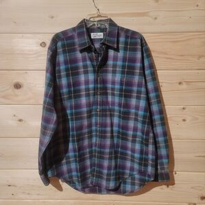 Vintage Sears Roebuck and Co Flannel Mens Casual Button Down Shirt Size LT 22x29